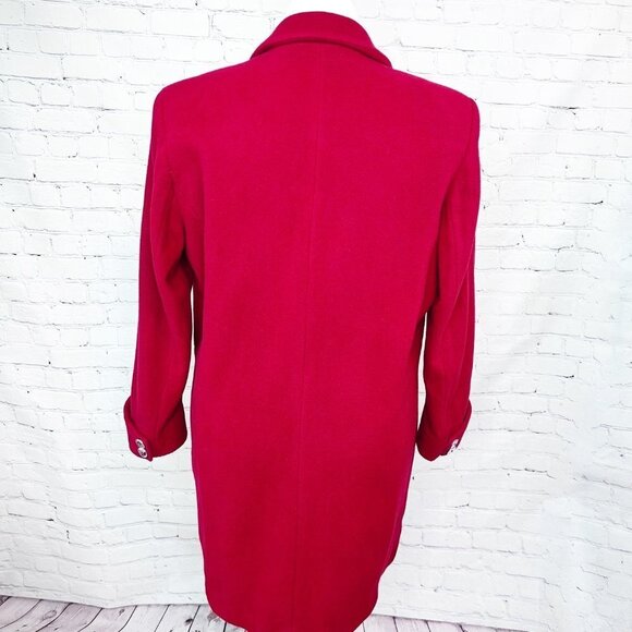 GORGEOUS CALVIN KLEIN BRICK RED WOOL CASHMERE LONG DRESS COAT - L - Picture 2 of 5